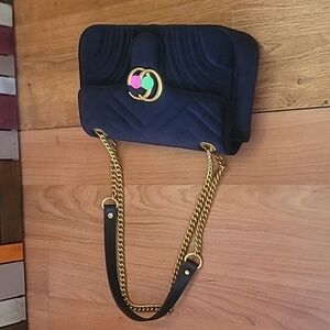Elegant Black Velvety Designer Chain Bag